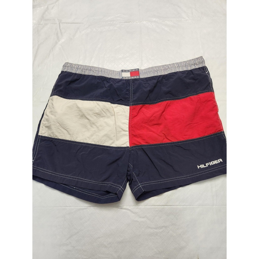 Tommy Hilfiger Swim Shorts Mens Large Multicolor Flag Colorblock Trunks Lined